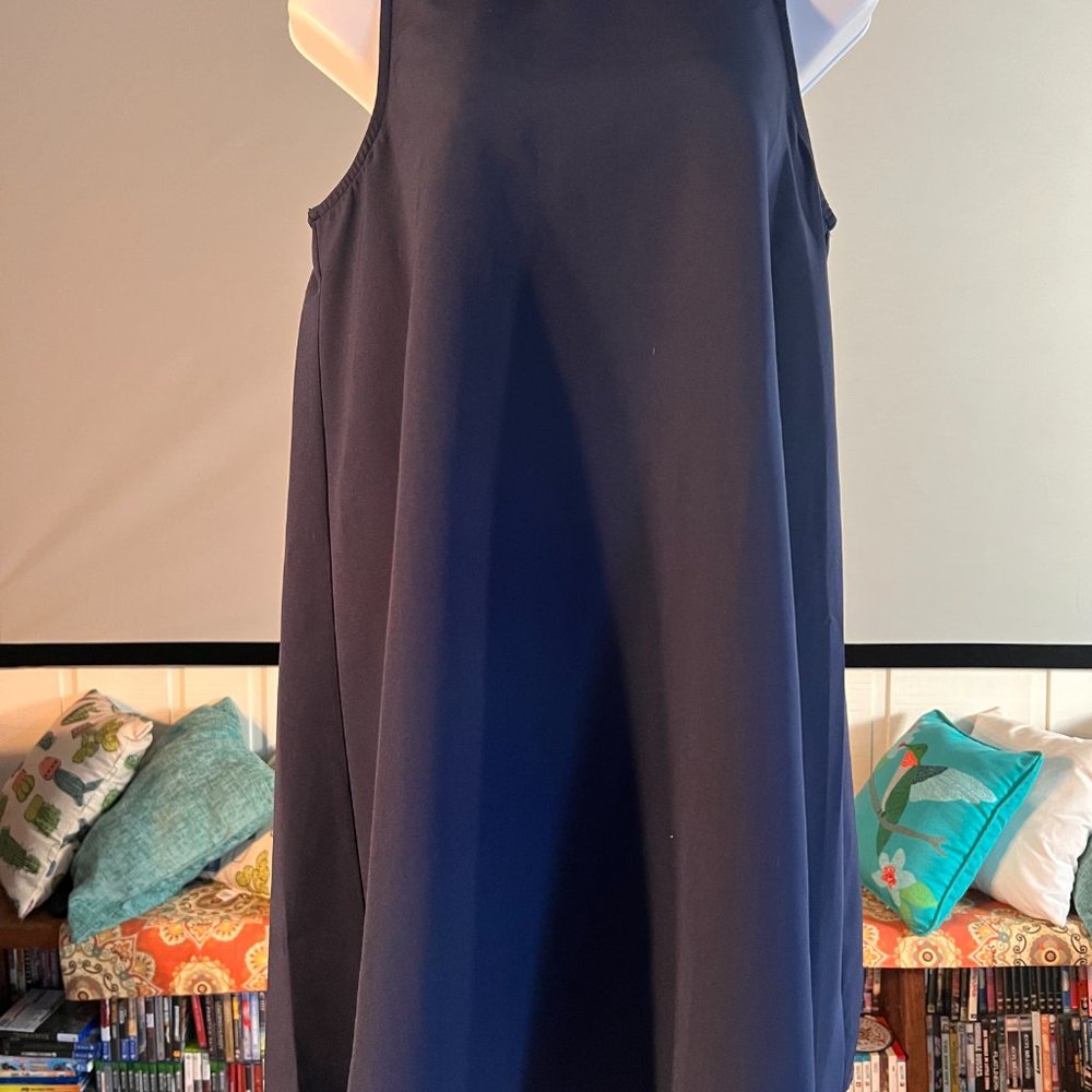Mudpie Navy Blue A-Line Swing Dress with Ruffle Neck and Tie Back Accent Size S